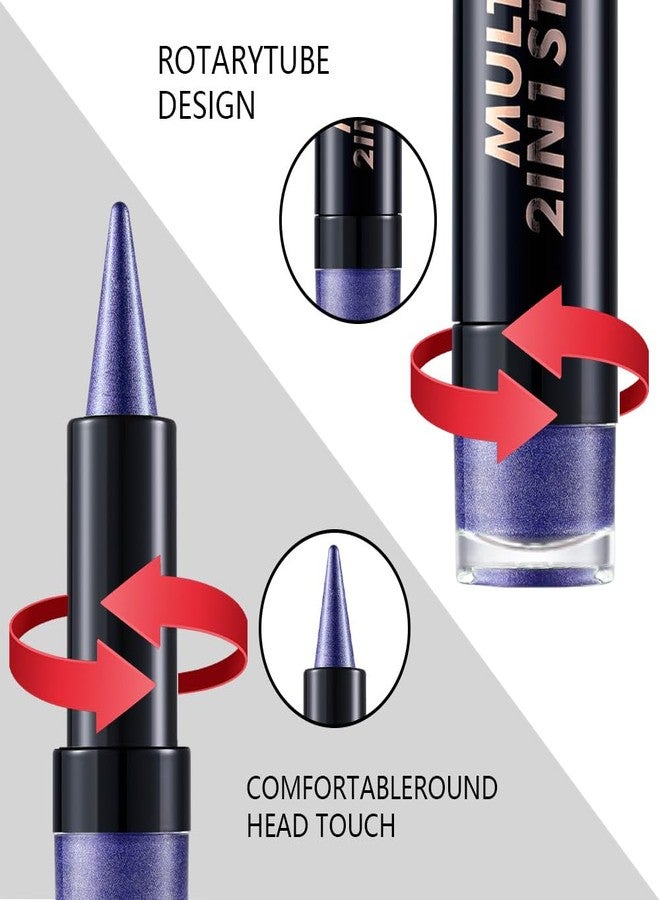 يوميز دايري قلم ظلال عيون وكحل عيون بنفسجي من إيمي دايري، 2 في 1، قلم ظلال عيون كريمي + كحل جل | قلم مكياج عيون مقاوم للماء والتلطخ للنساء، للوجه والشفاه | قلم ظلال عيون قابل للدوران - Image 4